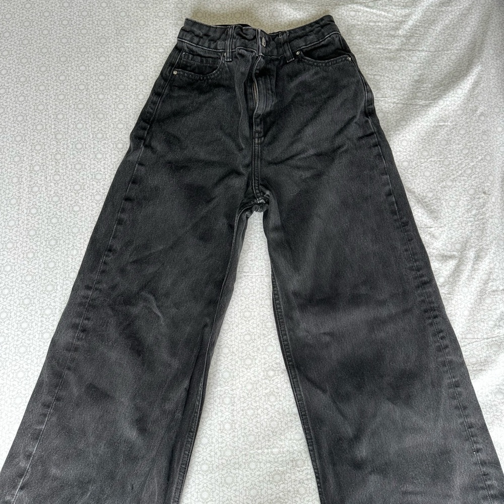 Mango Black Wide Leg Jeans